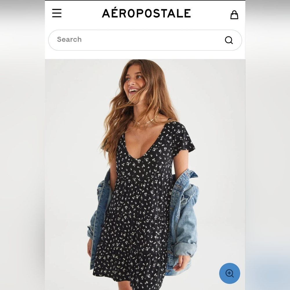 Aeropostale Black Floral Women's Dress